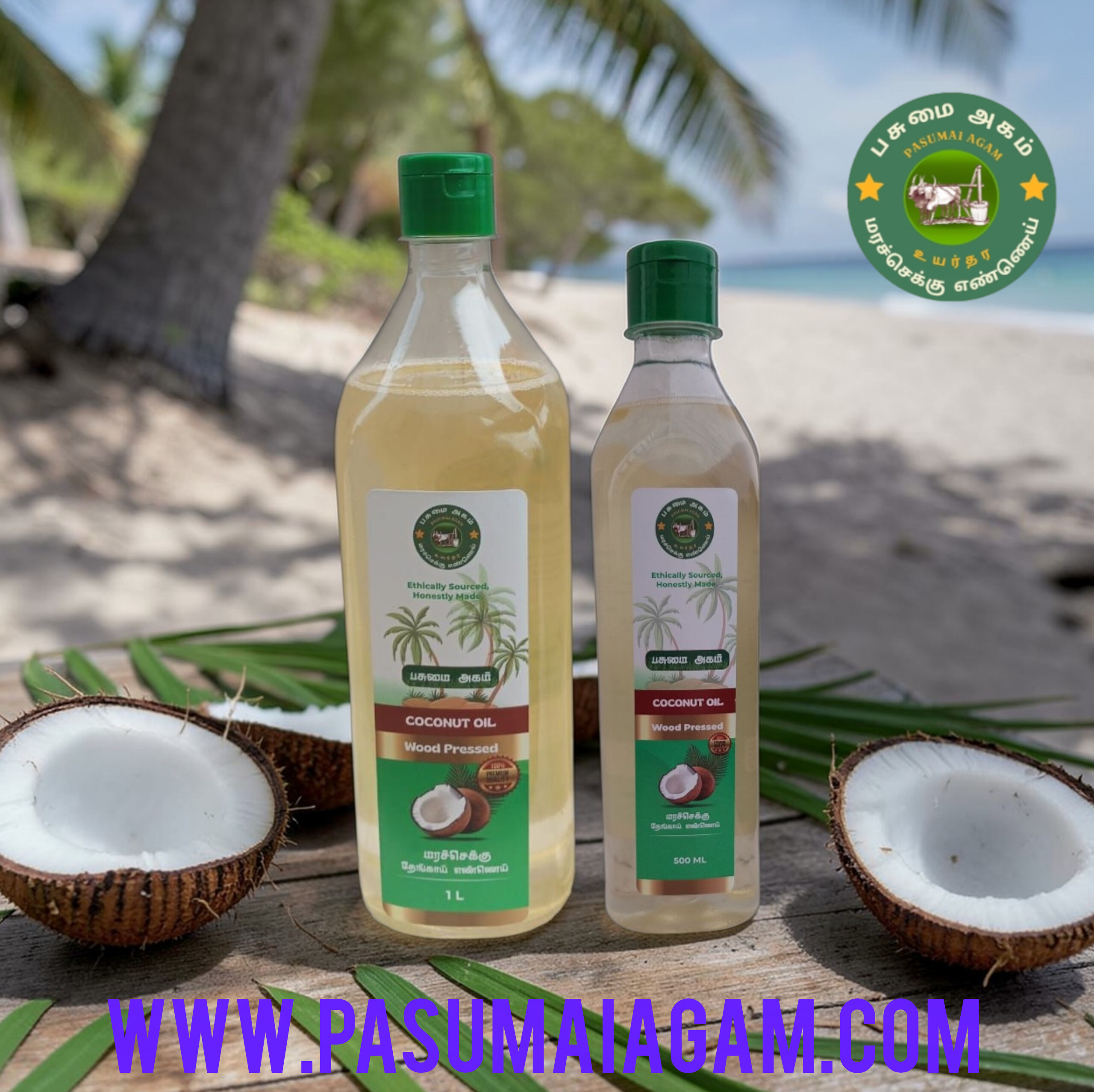 Pasumai Agam Woodpressed Coconut Oli 1/2 Liter